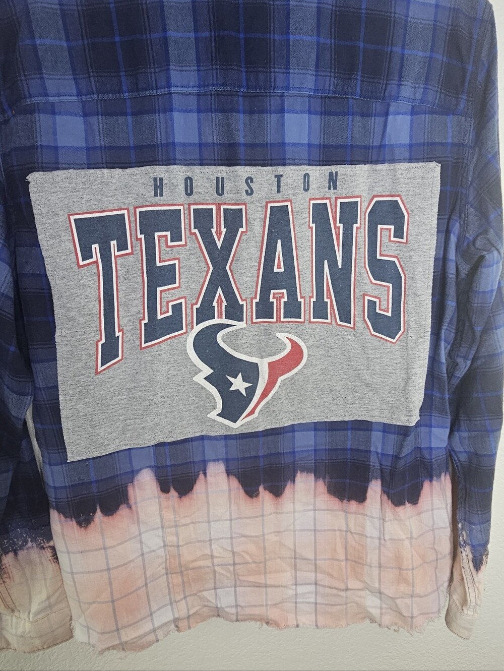Houston Texans Football Upcycled Flannel Oversized Button Top XL Tall